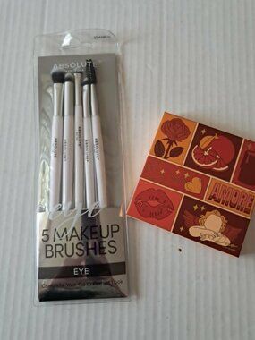 Kara Beauty 9-Color Eyeshadow + Absolute NY 5Pc Brush Set
